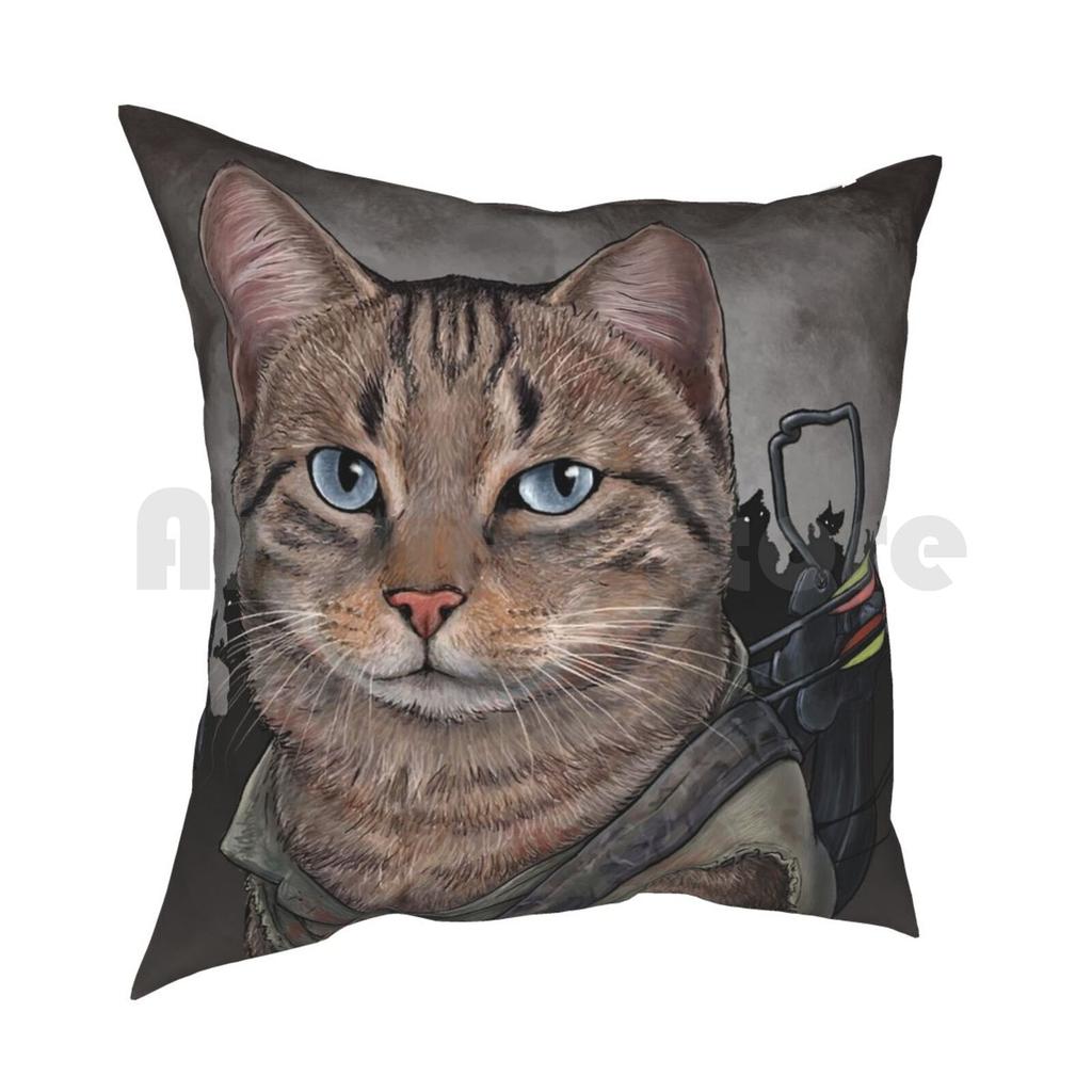 Daryl Dixon Cat Pillow Case Printed Home Soft DIY Pillow Cover Walking Dead Cat Cats Kitty Zombies