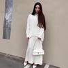 2025 Autumn Women's Knit Sweater & Casual Pants Two-Piece Set with Irregular Hem