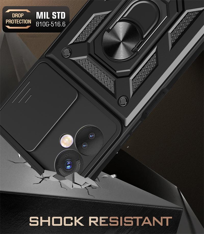 Для Tecno Spark 8C 9 чехол Slide Lens Armor телефон чехол для Tecno Spark Go 2022 Spark 8 9 Pro автомобильный магнитный держатель кольцо задняя крышка
