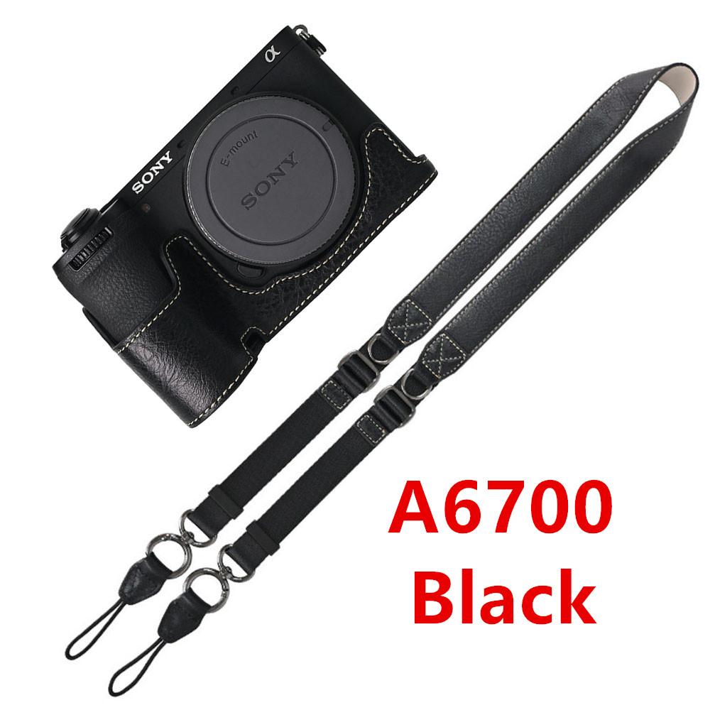 Получехол для камеры из ПУ кожи личи для Sony A6700 A6400 A6300 A6100 A6000 ZVE10 ZVE10II ZVE10M2 с открывающимся снизу чехлом и ремешком