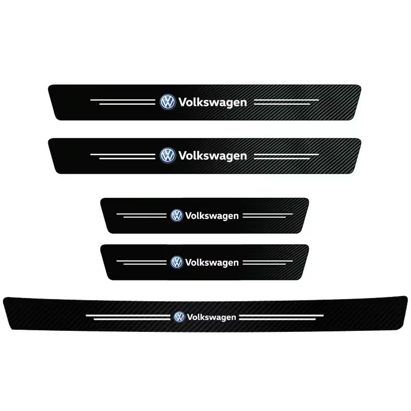 1/4/5Pcs Car Door Sill Scuff Plate Decor Carbon Fiber Stickers For VW GTI Polo Golf MK6 MK7 Passat Tiguan Jetta Beetle Touran CC