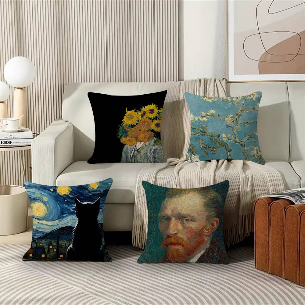 Vincent Van Gogh Oil INS Office Cushion Pillowcase Car Cushion Cover45X45CM Lumbar Pillowcase Sofa Pillowcover