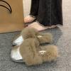 Fashion Women's Flat Slippers  Autumn Winter Fashion Outdoor Warm Non Slip Plush Shoes Lightweight Comfortable Casual Half Slippers