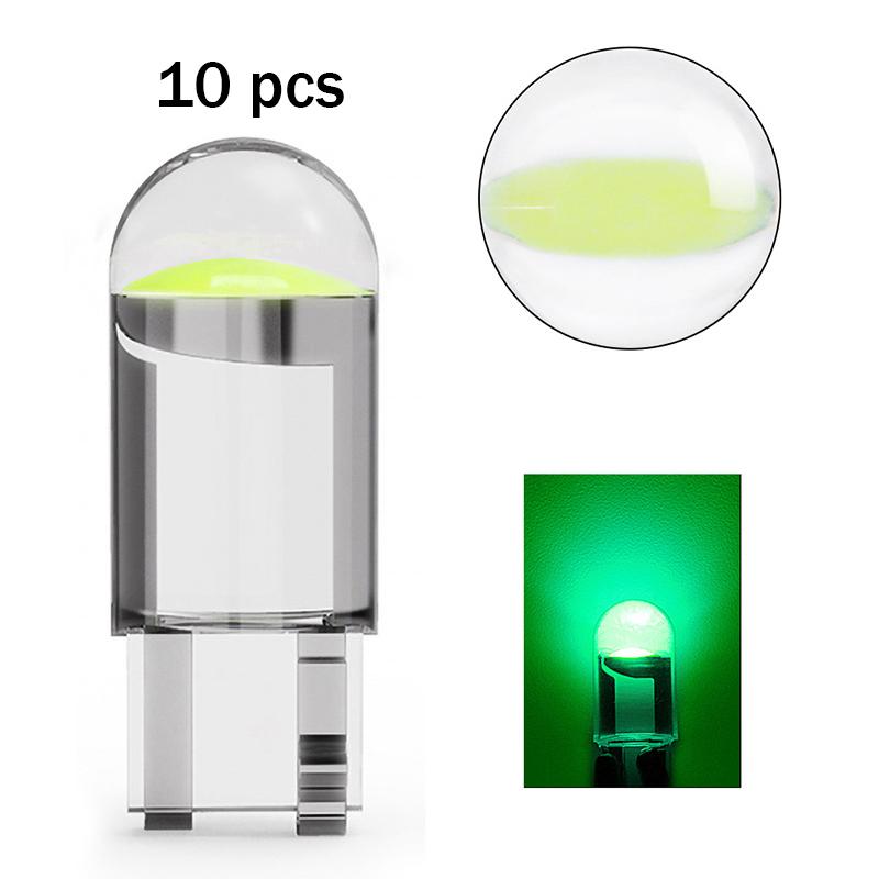 10Pcs Led T10 Car Light COB Glass 6000K White Auto Automobiles License Plate Lamp Dome Read DRL Bulb Style 12V Led Light for Car Dome Lights 6