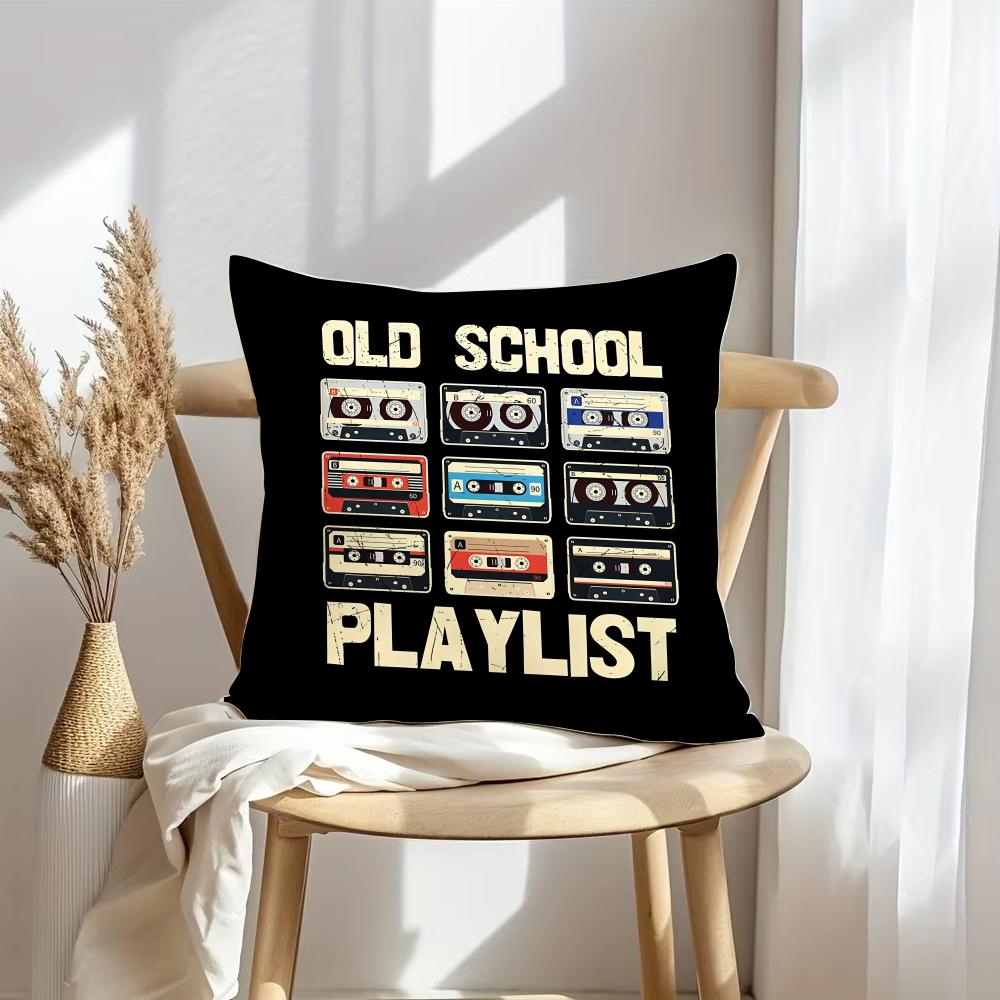 Retro Cassette Tape Cushion Cover Soft Plush Throw Pillow Cover DoubleSided Decorative Cushion Case Sofa Bedroom Home Decor