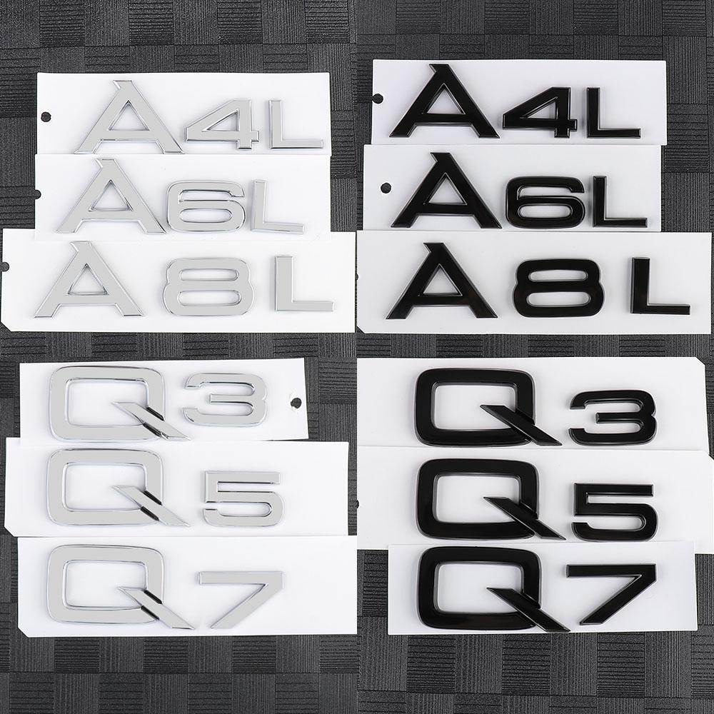 3D ABS Letters Emblem for Audi A3 A4 A5 A6 A7 A8 Q2 Q3 Q5 Q7 A4L A6L A8L Car Rear Trunk Badge Tail Logo Decoration Sticker Decal