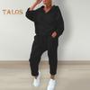 2 шт./комплект женский весна осень топ брюки комплект с капюшоном однотонный длинный рукав толстовка с капюшоном эластичный пояс шаровары спортивный наряд повседневный спортивный костюм