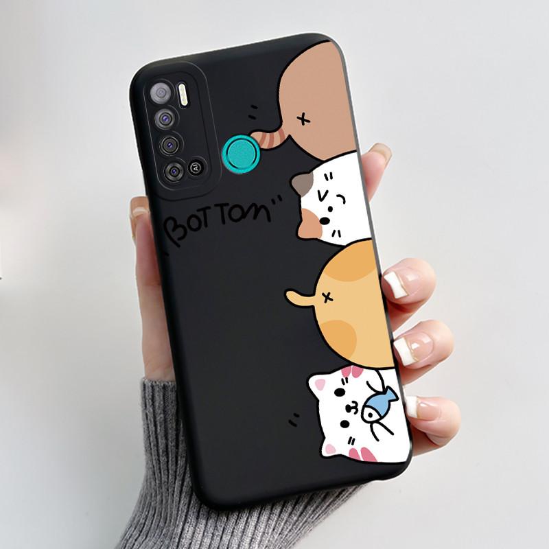 Для Tecno Pouvoir 4 Pro LC8 Чехол Эстетичный Милый Кот Ударопрочный Силиконовый Мягкий ТПУ Чехол Для Tecno Pouvoir 4 Чехол LC7 Оболочка Funda