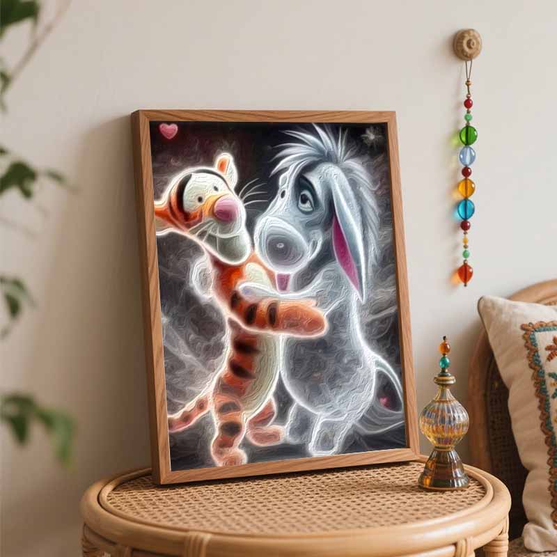 Disney Набор для масляной живописи Тигра и Иа-Иа, Холст для ручной росписи DIY Декор для дома, Милые обнимающиеся персонажи