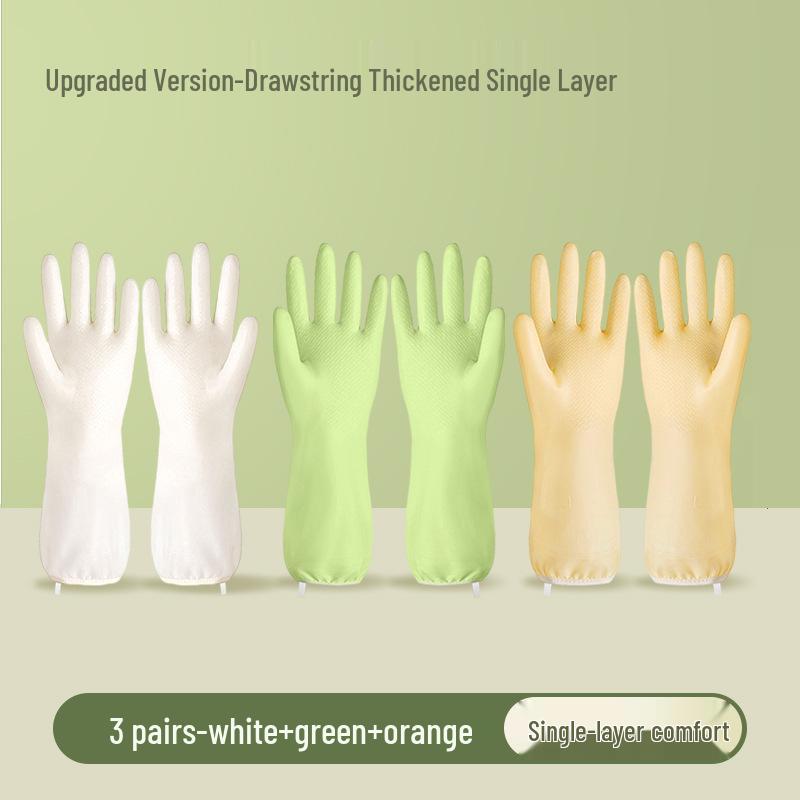 Winter Warm Waterproof Velvet-Lined Rubber Dishwashing and Cleaning Gloves
