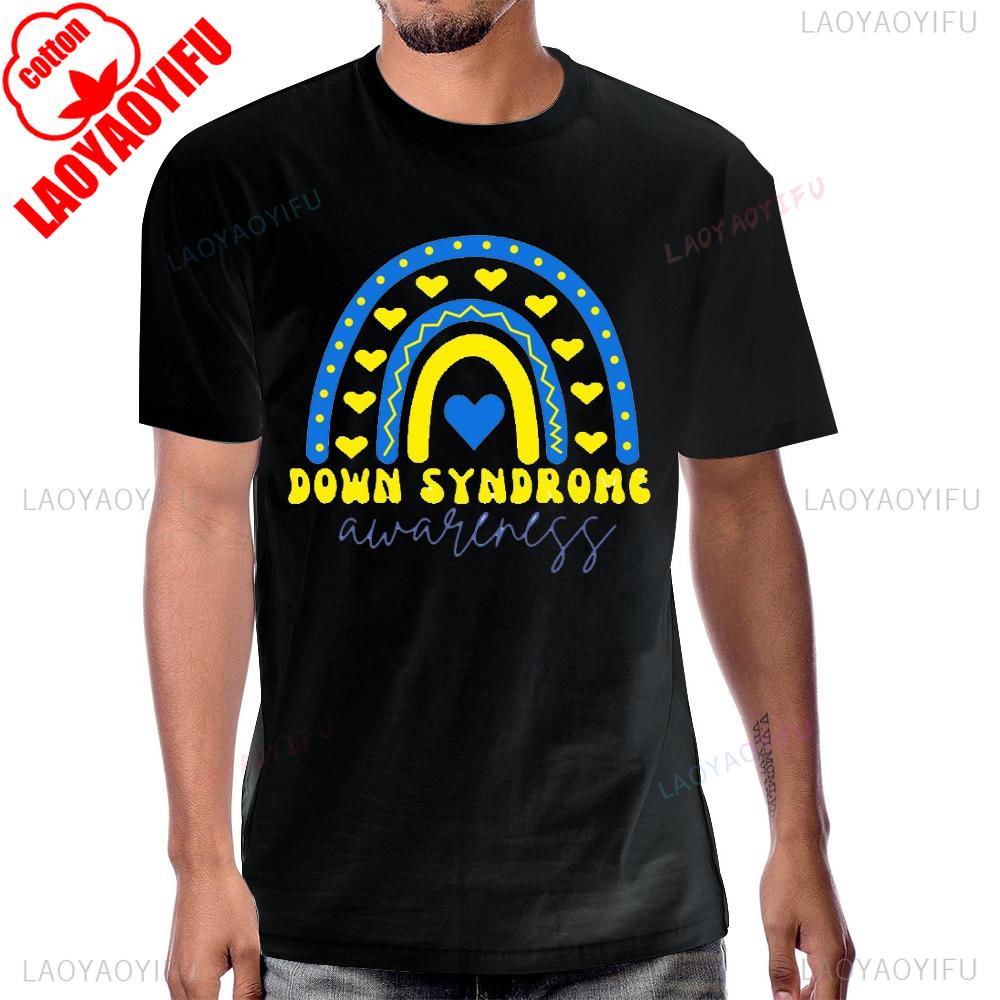 Trisomy 21 Syndrome Word Down Syndrome Day Tshirt Cotton Streetwear Casual Short Sleeve Man Tshirt Breathe Y2K Women T Shirt