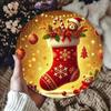 Рождественский чулок Металлическое настенное искусство Круглый железный знак Декор для домашнего бара