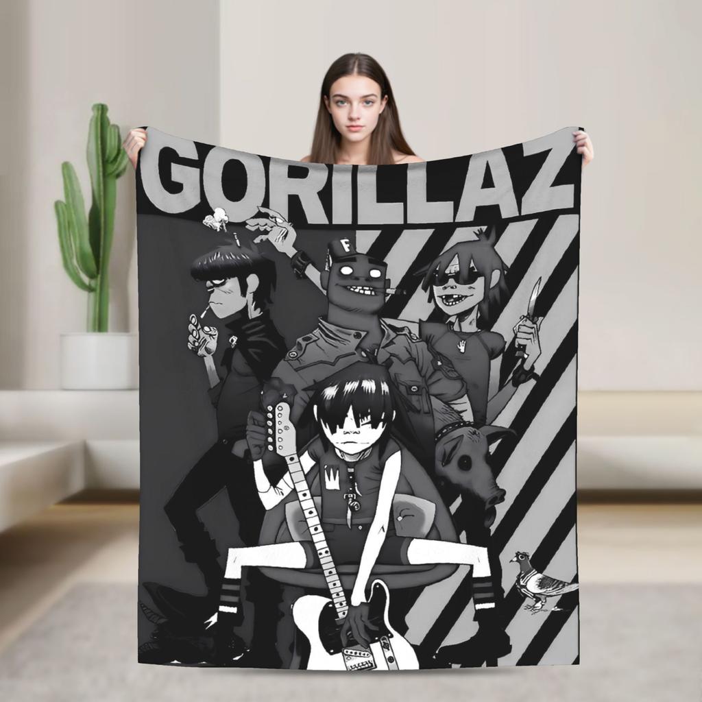 Музыкальная группа G-gorillazs Мягкие одеяла Плед для пикника Плюшевый плед Эстетичный домашний декор Фланелевое покрывало Чехол для дивана-кровати