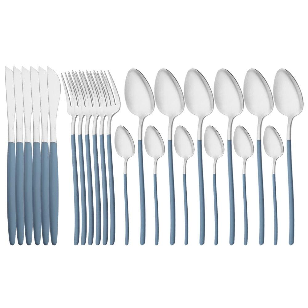 24Pcs Tableware Set for 6 Pink Matte 304 Stainless Steel Dinnerware Set Gold Dinner Cutlery Spoon Fork Knife Western Flatware