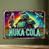 Ретро Настенное Искусство Nuka Cola Алюминиевая Табличка с Футуристическим Роботом - Предварительно Просверлена для Игровых Комнат и Тематических Баров - Декор для Игр Fallout
