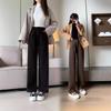 Small Autumn and Winter New Wool Casual Long Trousers for Women Single Button High Waist Straight Thickened Wool Wide-leg Pants