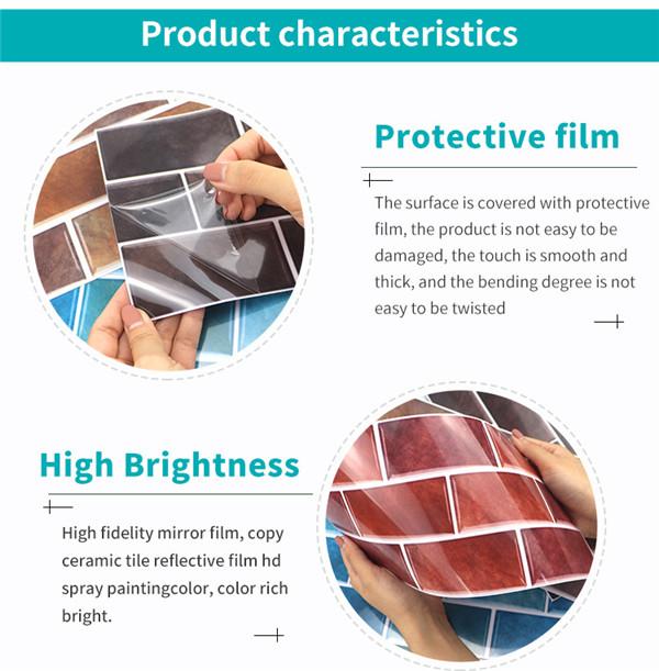 6 шт., маслостойкая наклейка для кирпичной плитки, наклейка на стену для кухни, самоклеющаяся водонепроницаемая наклейка для ванной, обои 15x30 см