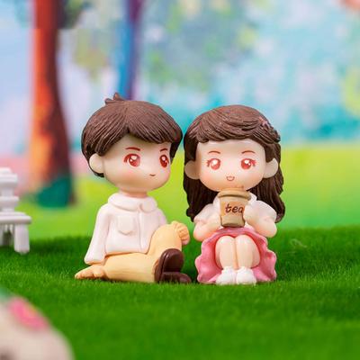 2 шт. очаровательные мультяшные украшения для пар, фигурки, милые миниатюры из смолы для сказочных садов, кукольных домиков, декор растений