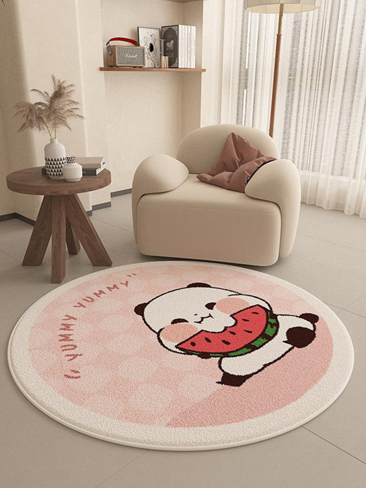 Cartoon Style Living Room Decoration Carpet Thick Anti-slip Bedside Rug Cute Round Rugs for Bedroom Fluffy Soft Lounge Floor Mat
