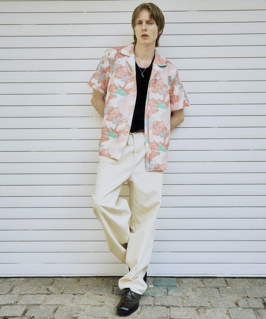DUSTYWHITE Cloud Pattern Open Collar Shirt
