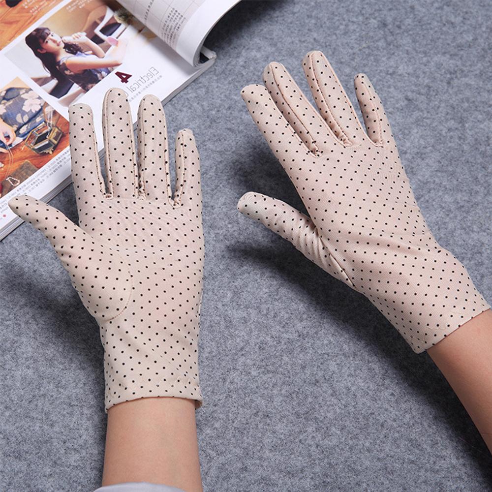 Fashion 1Pair Summer Spring Anti-UV Elastic Sunscreen Dots Gloves Driving Gloves Women Gloves