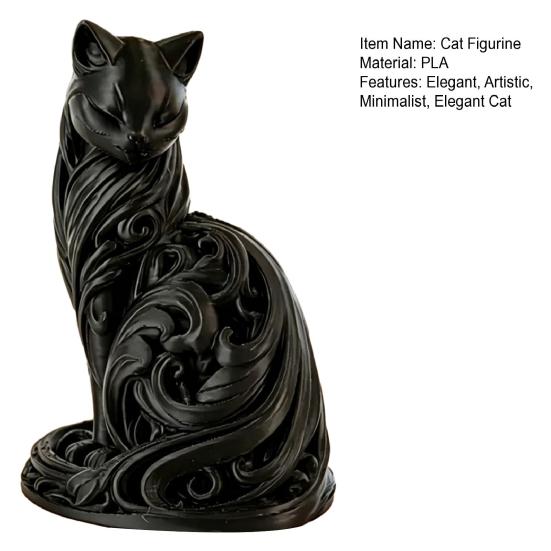 Минималистичная Элегантная Статуэтка Кошки 3D Печатная Фигурка Кошки Современное Настольное Украшение для Спальни Гостиной Офисного Стола