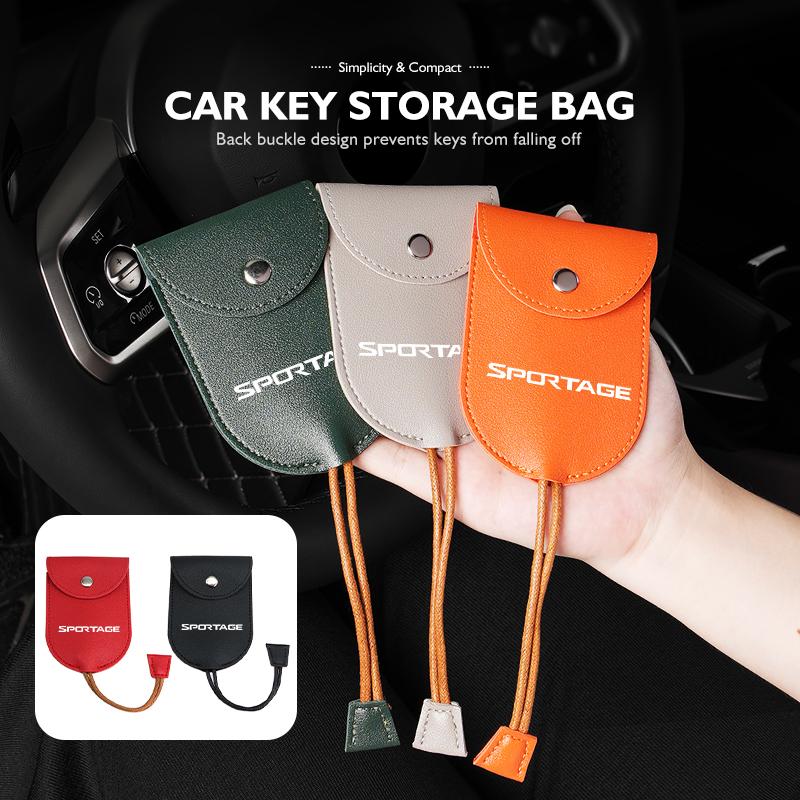 AEK4 Car Keychain Case Zipper Carbon Fiber Key Protector Cover For KIA Sportage Ceed Sorento Niro Cadenza Proceed Sephia