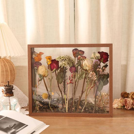 Деревянная фоторамка прозрачная двухсторонняя подставка для дисплея деревенская настольная плавающая фоторамка