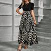 Women's Floral Print High Waist Fashionable And Elegant Dress