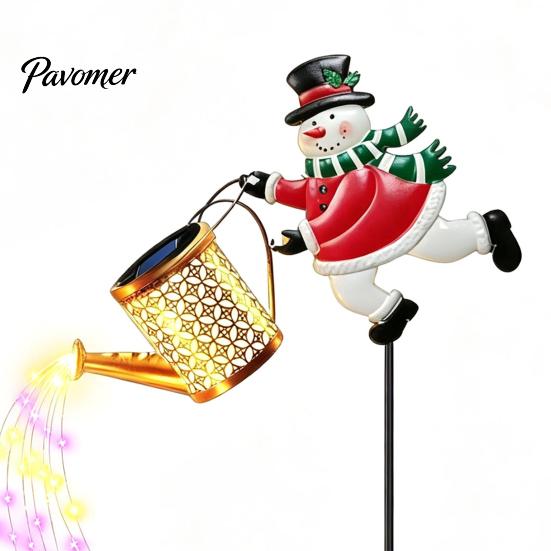 Landscape Lighting for Terrace Solar Powered Snowman Garden Stake Light, Waterproof Watering Can Lamp with Holiday Yard Decorations Christmas