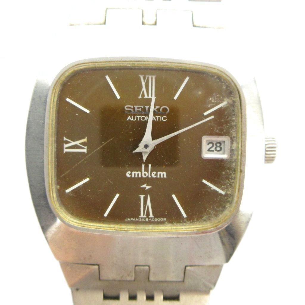 SEIKO Emblem Винтажные Антикварные Часы Автоматические с Календарем Даты Серебристый Цвет 2418-3020