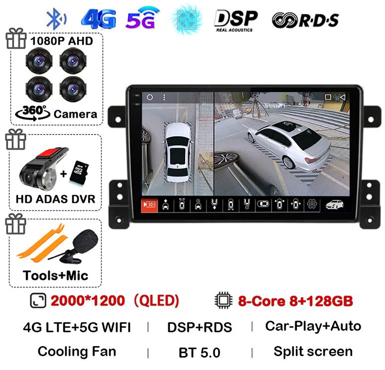 Android 14 Carplay Auto 4G+WiFi DSP для Suzuki Grand Vitara 2005-2015 Автомобильный радиоприемник Мультимедиа Видеоплеер GPS Головное устройство Стерео BT