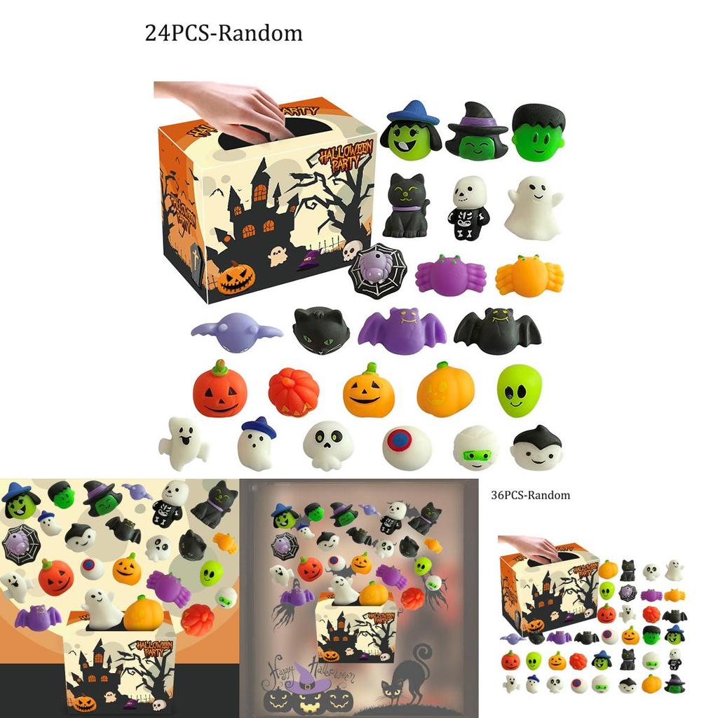 Cute And Creepy Squishies 24pcs Mini Halloween Squishy Collection For Party Favors