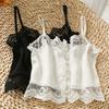 Кружевной пэчворк однобортный короткий топ с открытой талией для летней облегающей верхней одежды, майка
