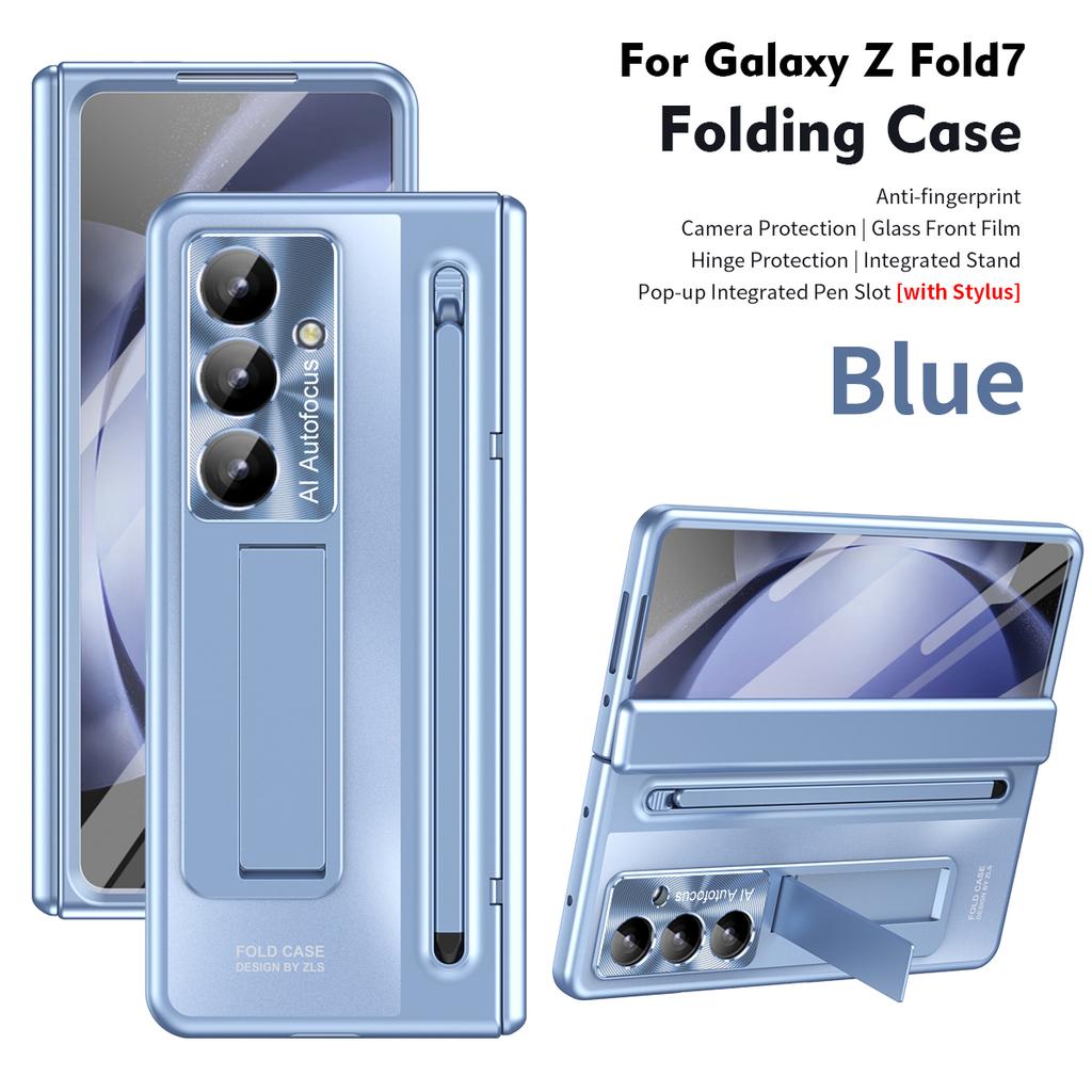 For Samsung Galaxy Z Fold 7 6 5 4 5G with Touch Pen Screen Glass Film 360 Full Protection Hinge Stand Fold Shockproof Cover