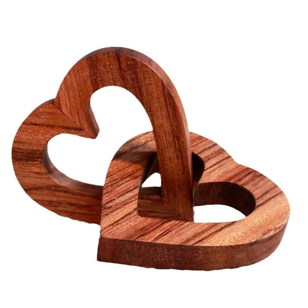 Wooden Intertwined Double Hearts Ornament Memorial Gift Keepsake For Decoration