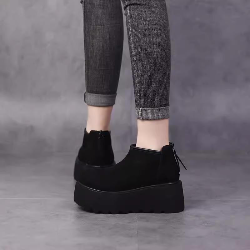 Высококачественная женская обувь с молнией сзади, женские сапоги, модные, с круглым носком, современные сапоги, женская горячая распродажа, однотонные ботильоны на платформе