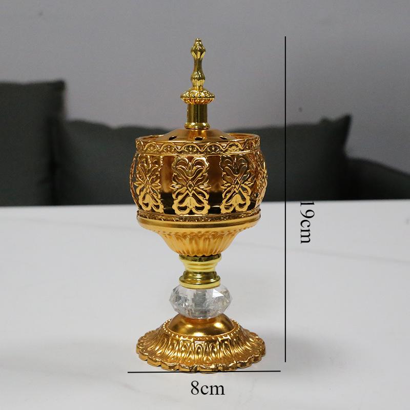 Творческая золотая полая металлическая курильница для благовоний в ближневосточном арабском стиле, настольная курильница, без индивидуальной доставки благовоний