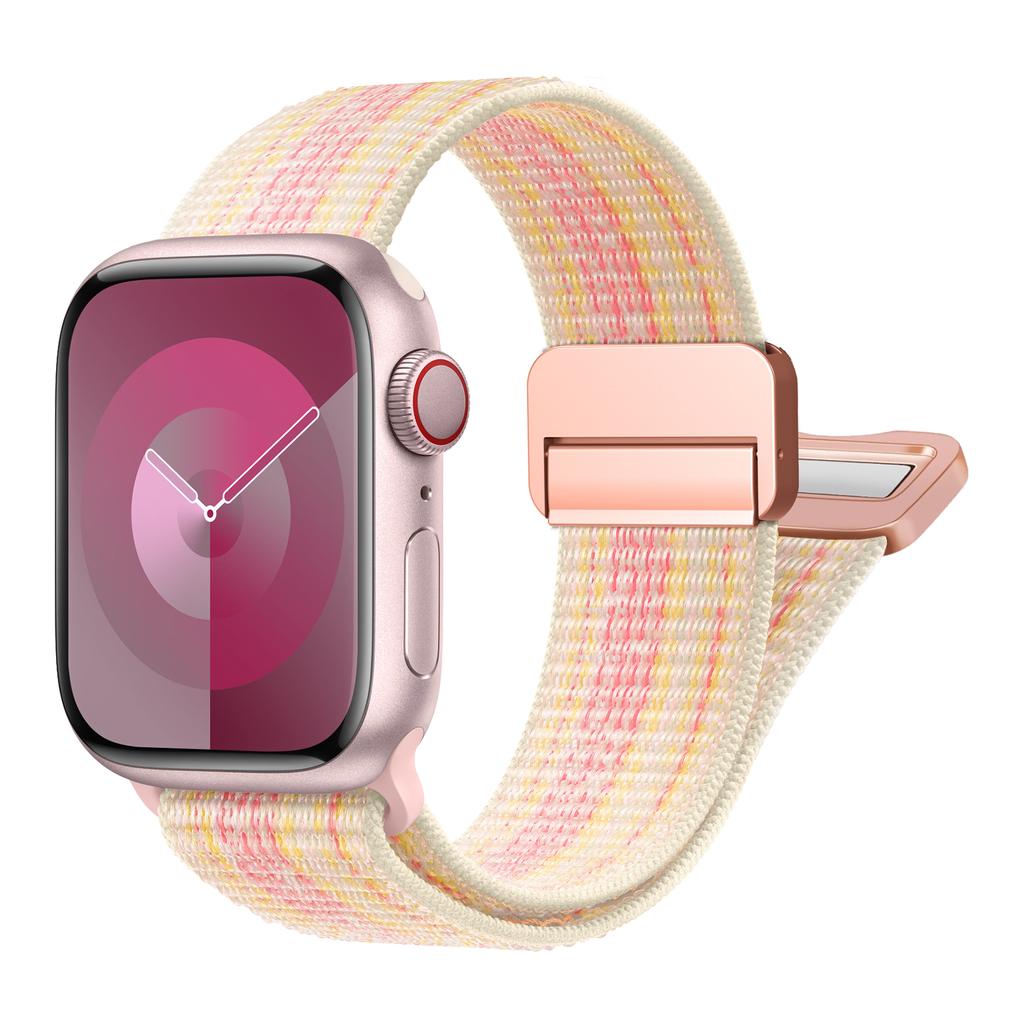 Nylon Loop Strap for Apple watch band 40mm 45mm 44mm 49mm 41mm 38mm 42mm Magnetic bracelet iWatch series 9 8 7 6 5 3 ultra 2 se