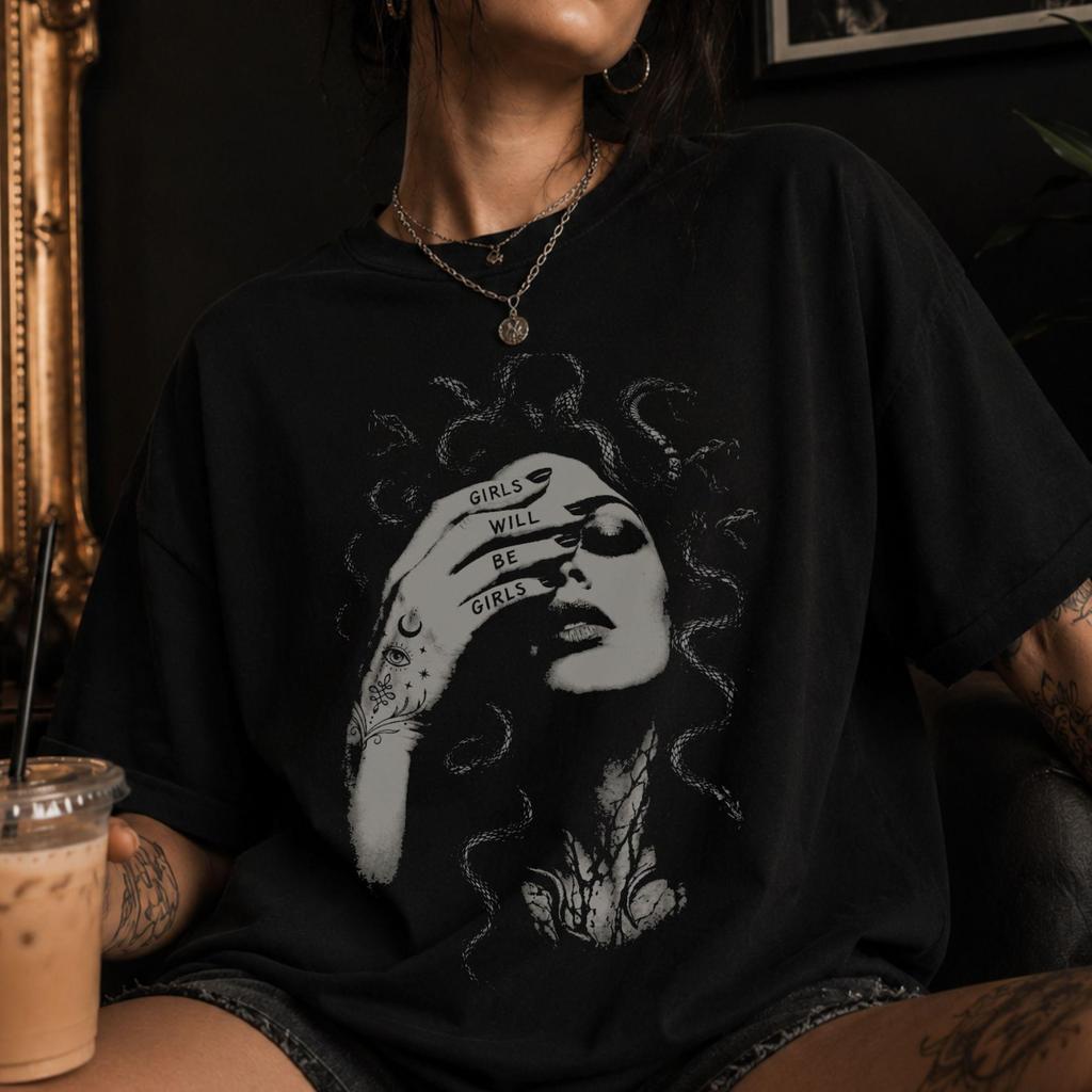Girls Will Be Girls Medusa Shirt: Feminist Greek Mythology Graphic