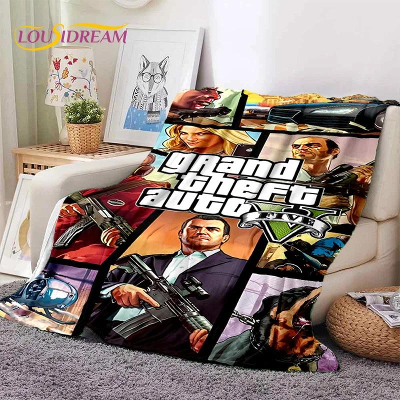 Игровой плед GTA Grand Theft Auto, Мягкий плед для геймеров, Согревающий плед, Удобный плед для пикника, кроватей, дивана, домашней спальни, Подарок