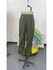 2025 Spring/Fall Elastic Waist Drawstring High-Waist Cargo Pants for Women—Loose Fit, Flap Pockets, Commuter Style.