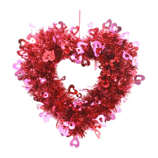День святого Валентина Искусственный венок в форме сердца Для помещения и улицы Подвеска на стену или дверь Любовное сердце Фольга