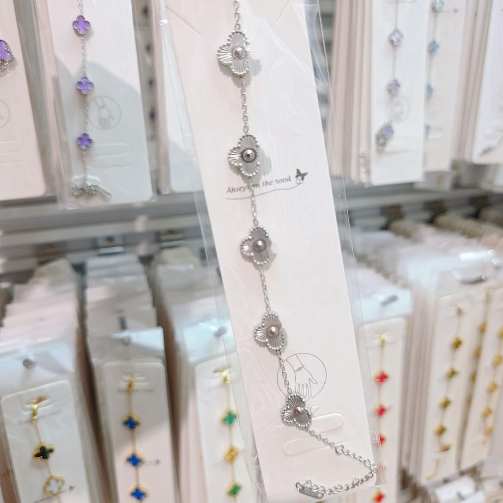 Двусторонний браслет «Пятицветник», «Четырехлистный клевер», титановая сталь, не выцветает, легкая роскошь, ювелирное изделие высокого класса