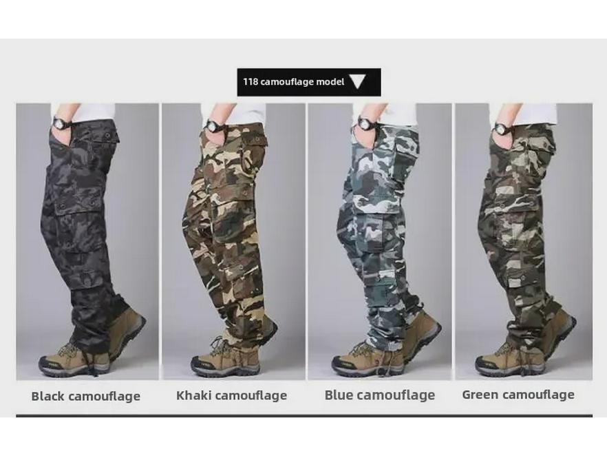 Мужские сверхпрочные хлопковые брюки камуфляжной расцветки – Прочные, износостойкие, повседневные комбинезоны в военном стиле больших размеров.