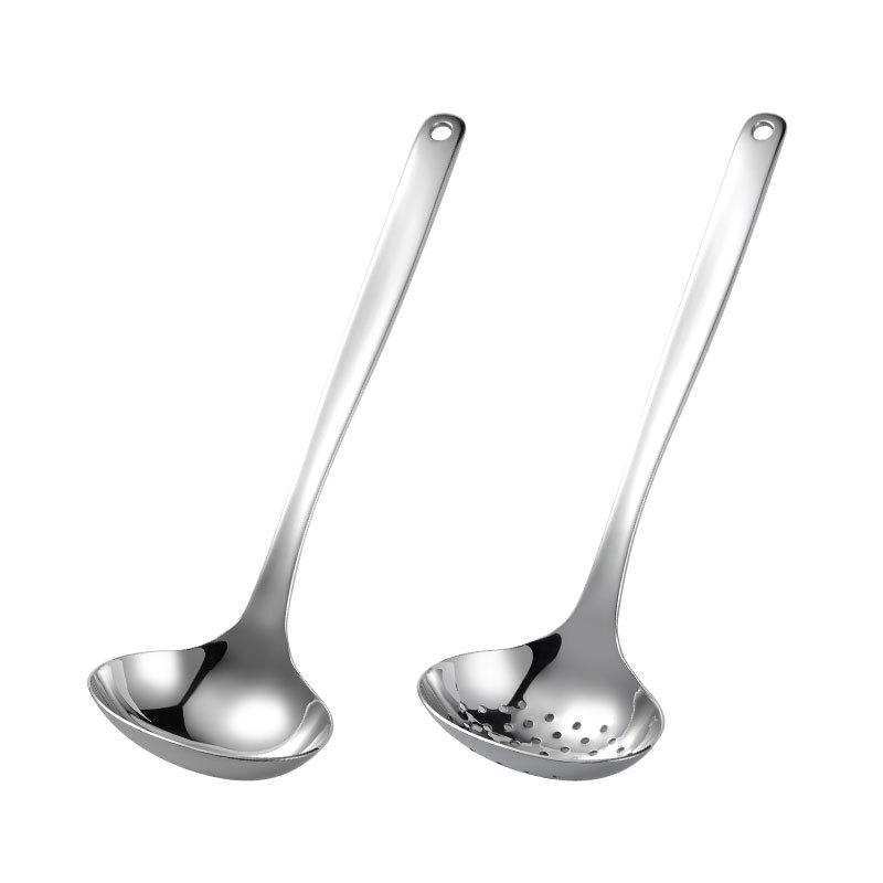 HANYANG 304 Stainless Steel Soup Shell Leakage Spoon Gold Titanium Plated Multi-specification Hot Pot Soup Spoon Household Kitchen Tableware