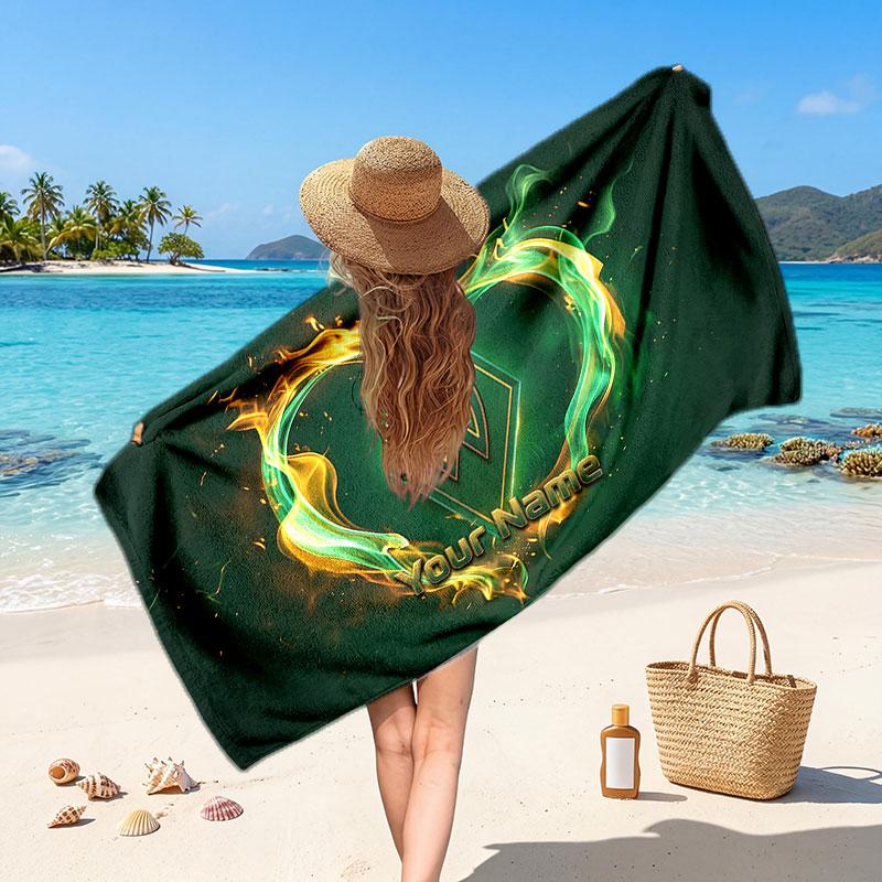 Werder Bremen FC Custom Beach Towel, Personalized Name Text Print, Football Logo Soft Quick‑Dry Towel Holiday Gift