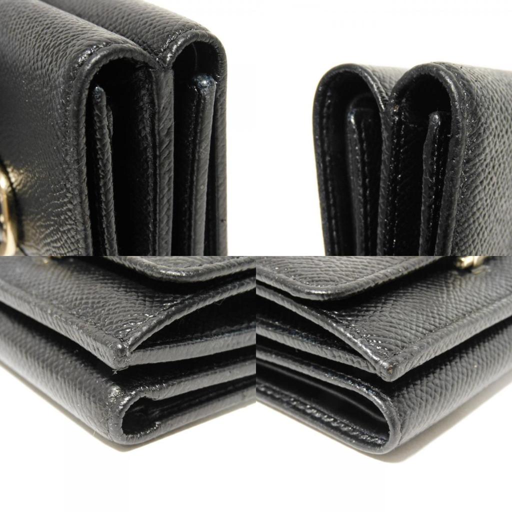 Б/у 11679 Кошелек тройного сложения 288648 7942 RFID IC чип Золотой Компактный кошелек Логотип Клип Черный Унисекс из Японии ОРИГИНАЛ