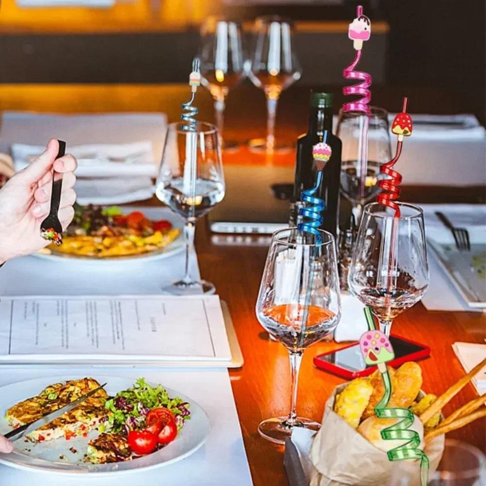 8pcs Vibrant Reusable Straws Eco-Friendly Drinking Straws Creative Ice Cream-Shaped Straws Summer