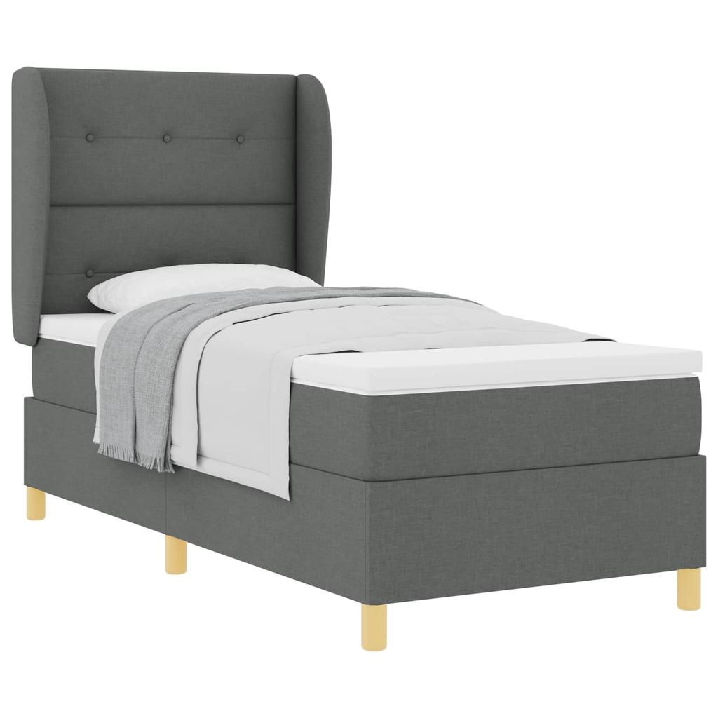 Boxspring Bed with Headboard Dark Grey 200 x 100 cm Fabric